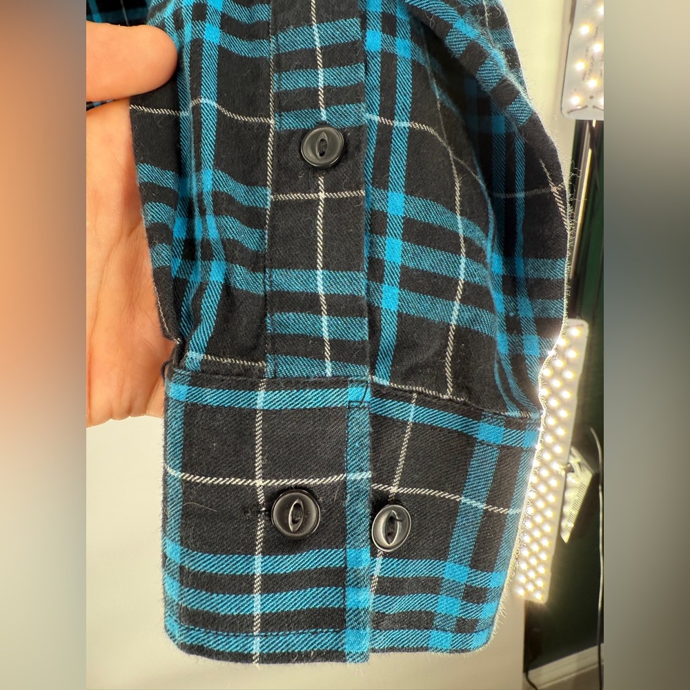 EUC CCS Blue and Black Plaid Shirt - Picture 6 of 7